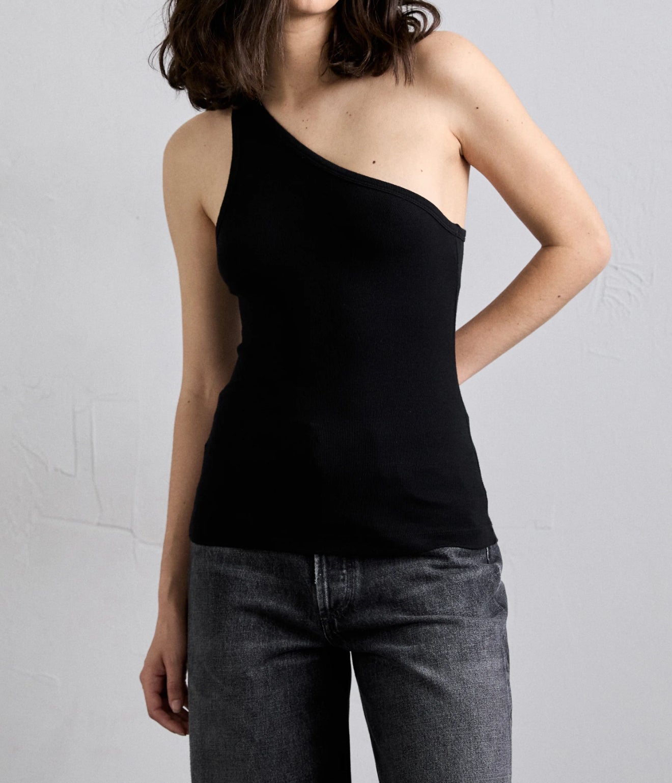 AGOLDE Brita One Shoulder Tank - Black