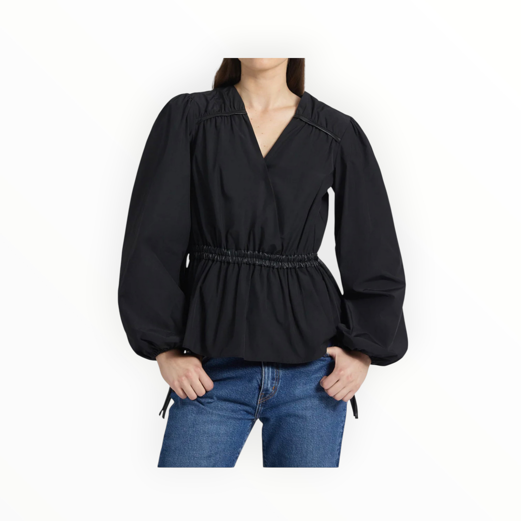 Derek Lam 10 Crosby Dominica V-Neck Blouse - Black