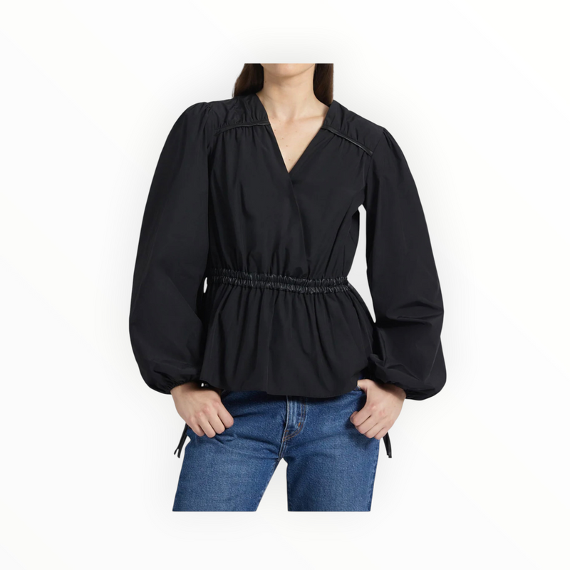 Derek Lam 10 Crosby Dominica V-Neck Blouse - Black