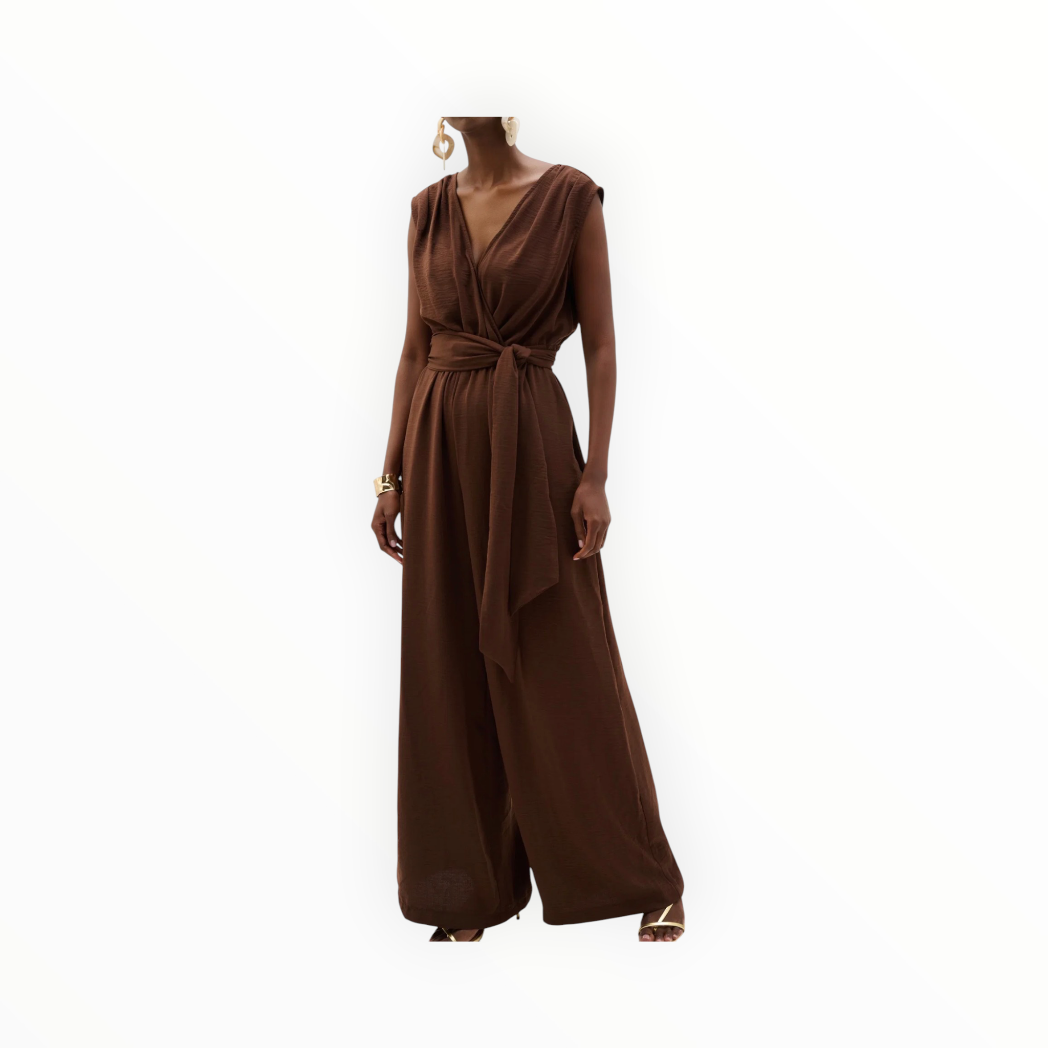 Joseph Ribkoff Wide Leg Pull-On Jumpsuit - Mahogany Brown