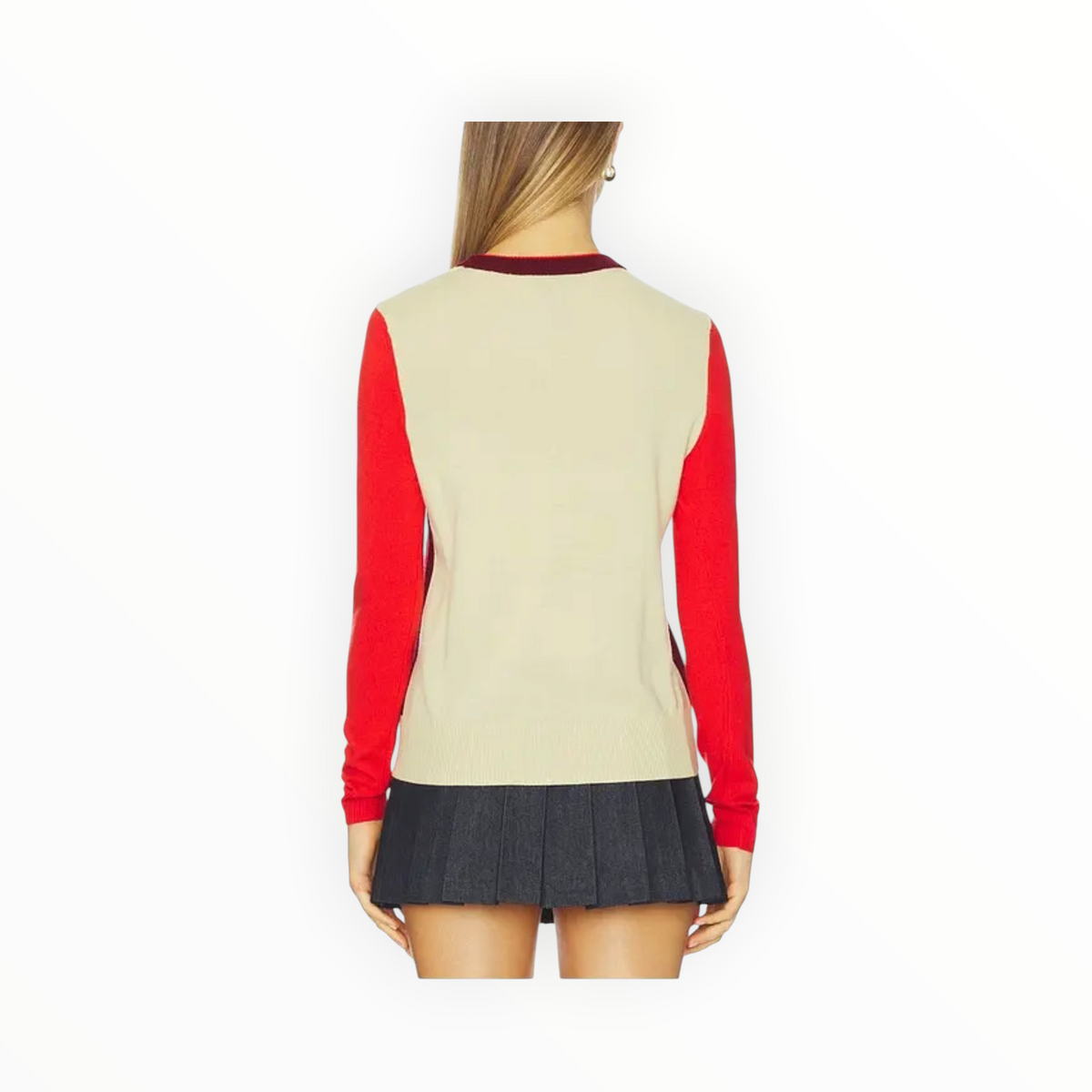 rag & bone Taron Colorblock Crew - Burgundy Multi