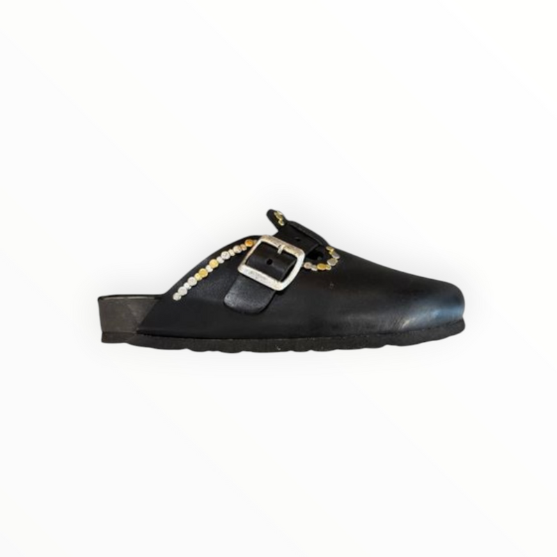 Marco Delli Pisa Clogs - Black Pebble Leather