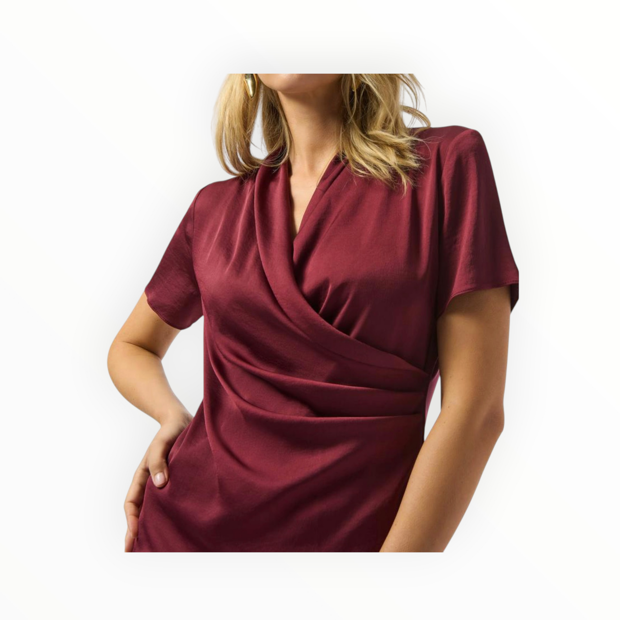 Joseph Ribkoff Satin Silky Knit Top - Merlot