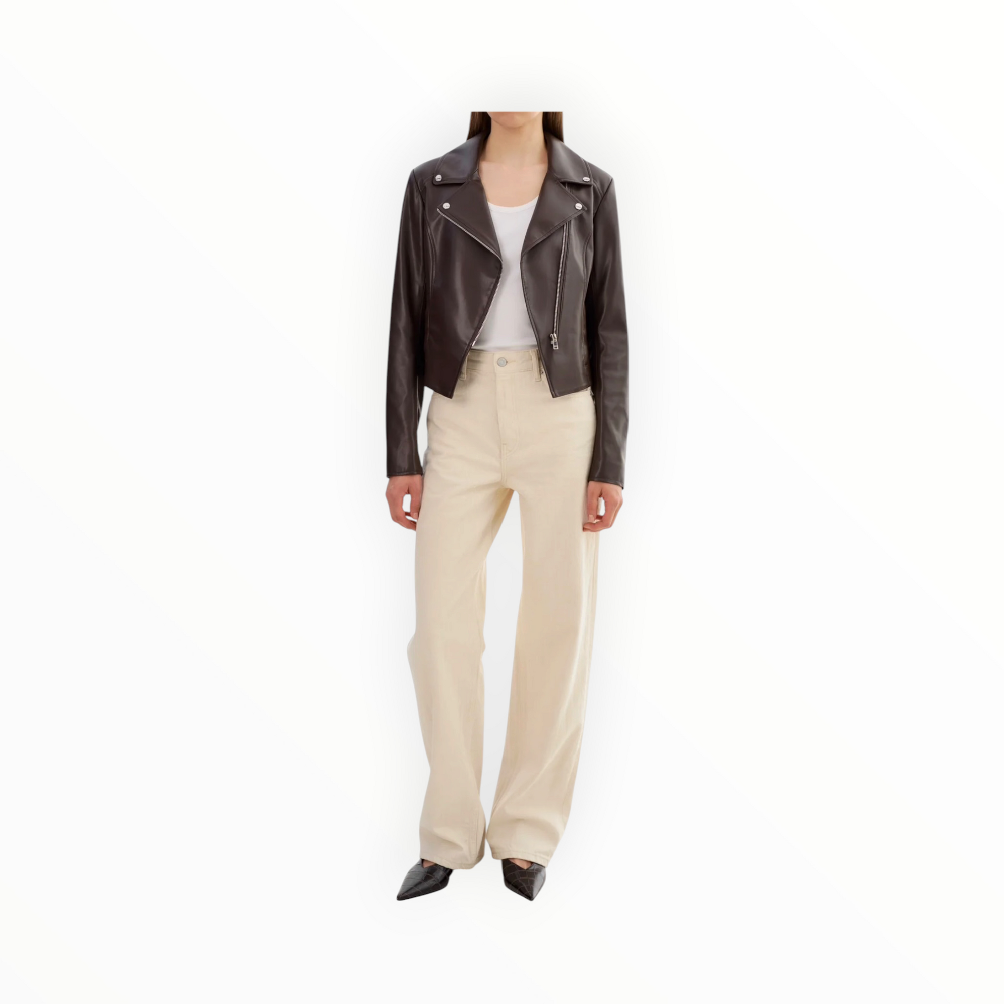 Lamarque Pascale Fitted Faux Leather Jacket - Dark Brown
