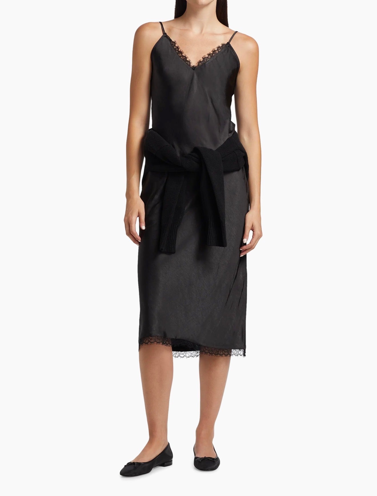 dh New York Mis Pieced Layered Midi Dress - Black