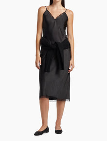 dh New York Mis Pieced Layered Midi Dress - Black