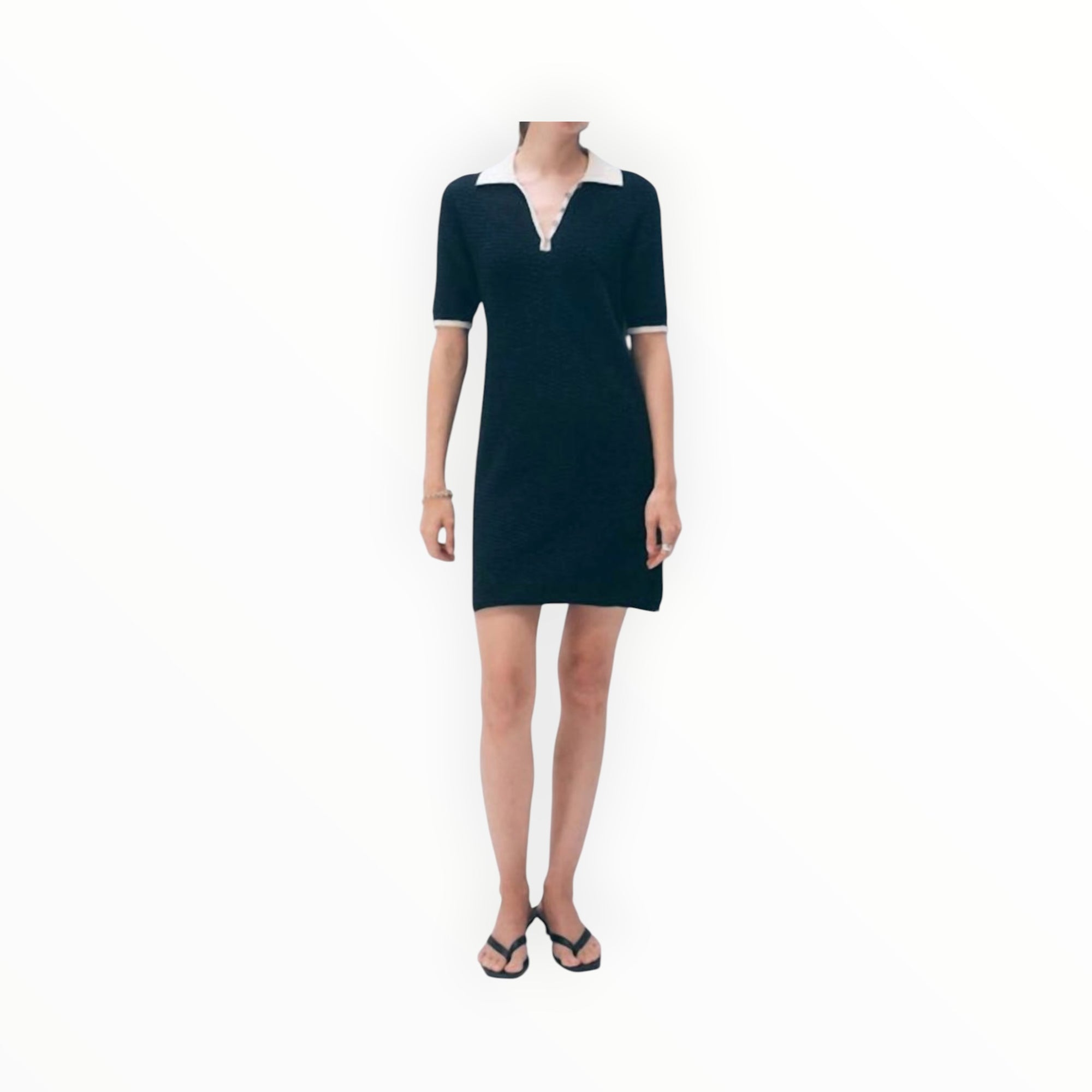 White + Warren Boucle Dress - Midnight/Ivory