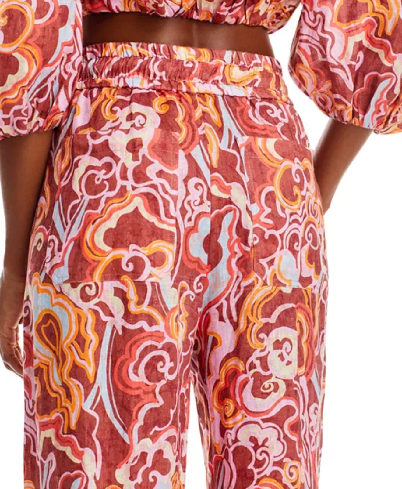 A.L.C. Naomi Print Linen Pants - Baked Clay