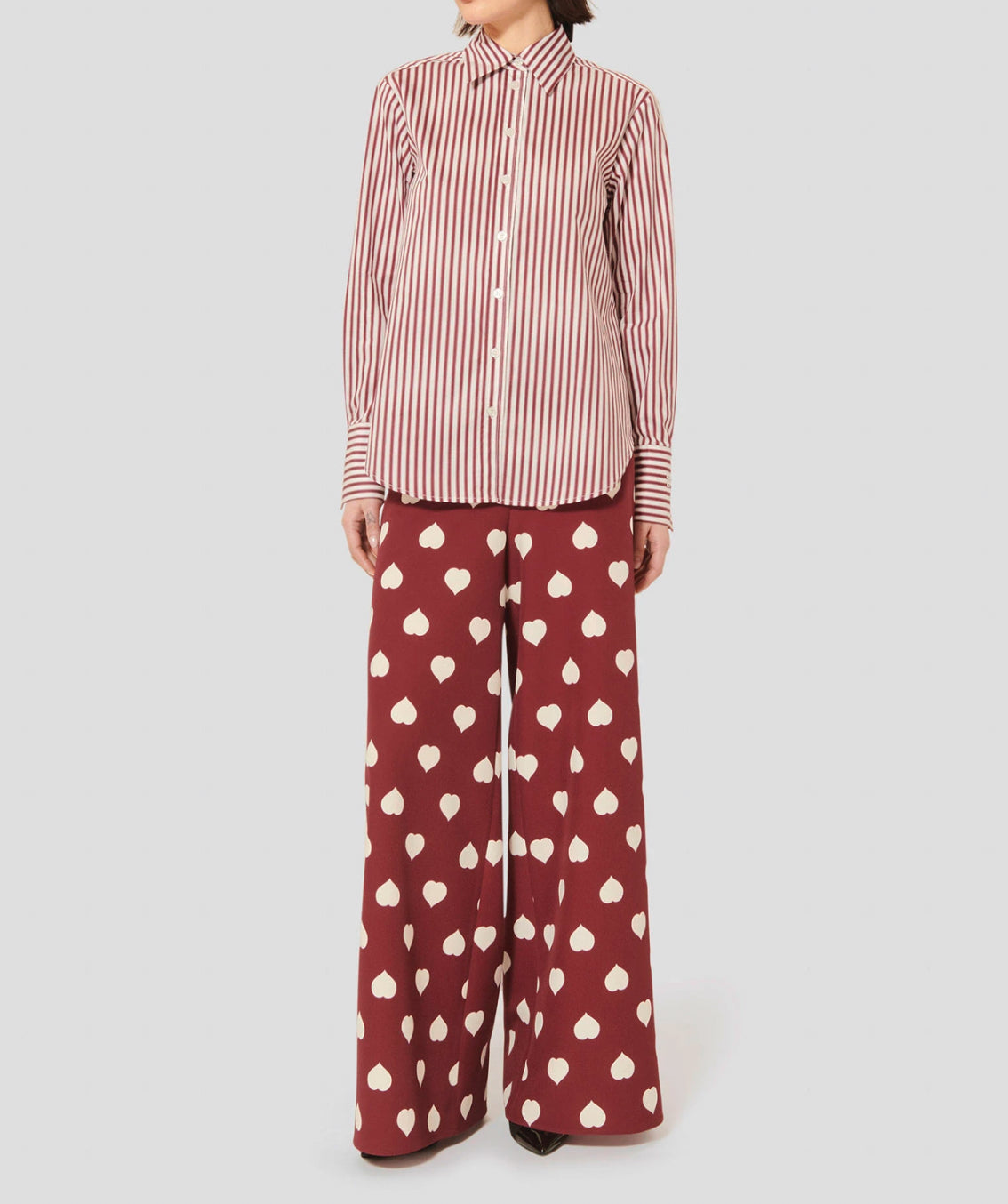 Tara Jarmon Positivo Burgundy W/White Hearts Pants