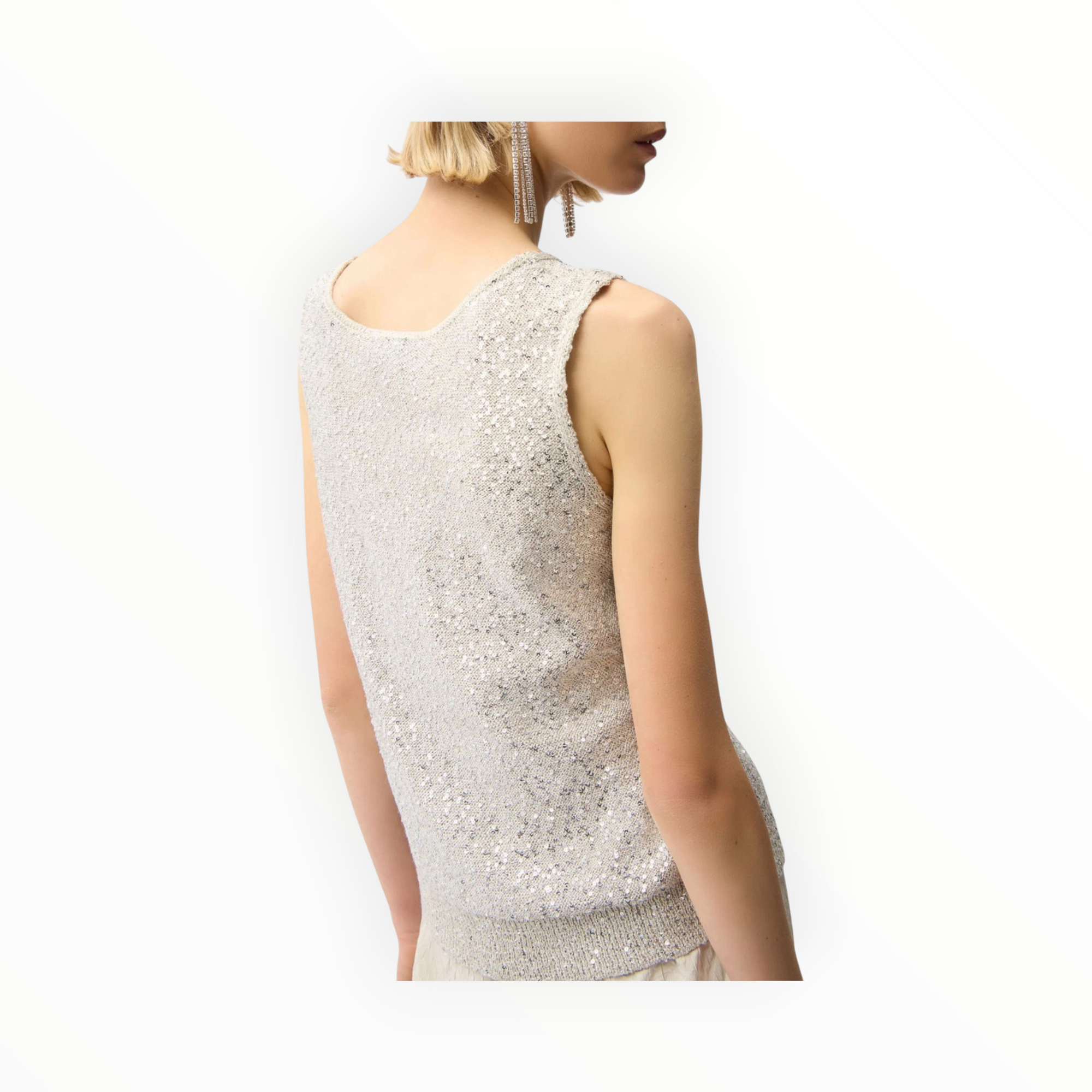 Joseph Ribkoff Sequins Yarn V-Neck Camisole Style 261914 - Moonstone