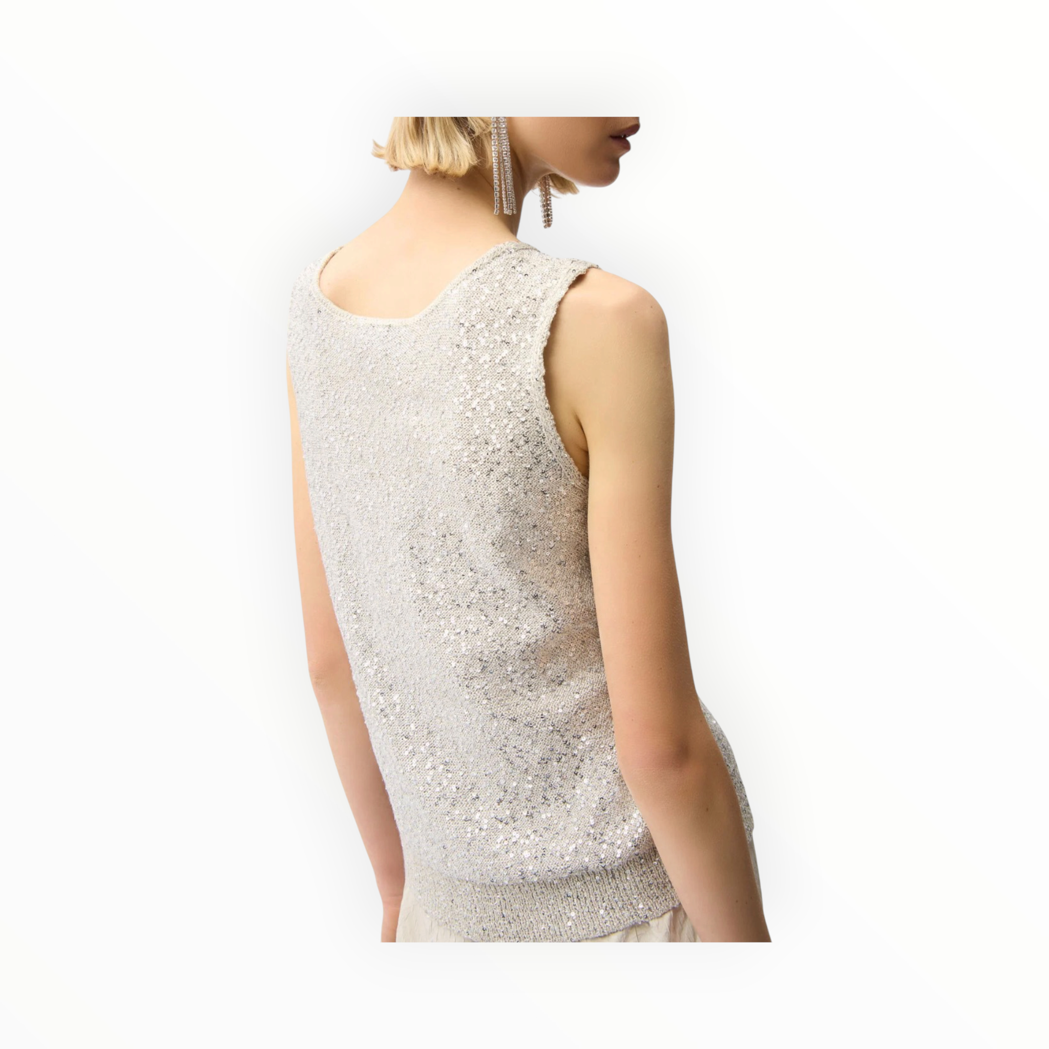 Joseph Ribkoff Sequins Yarn V-Neck Camisole Style 261914 - Moonstone