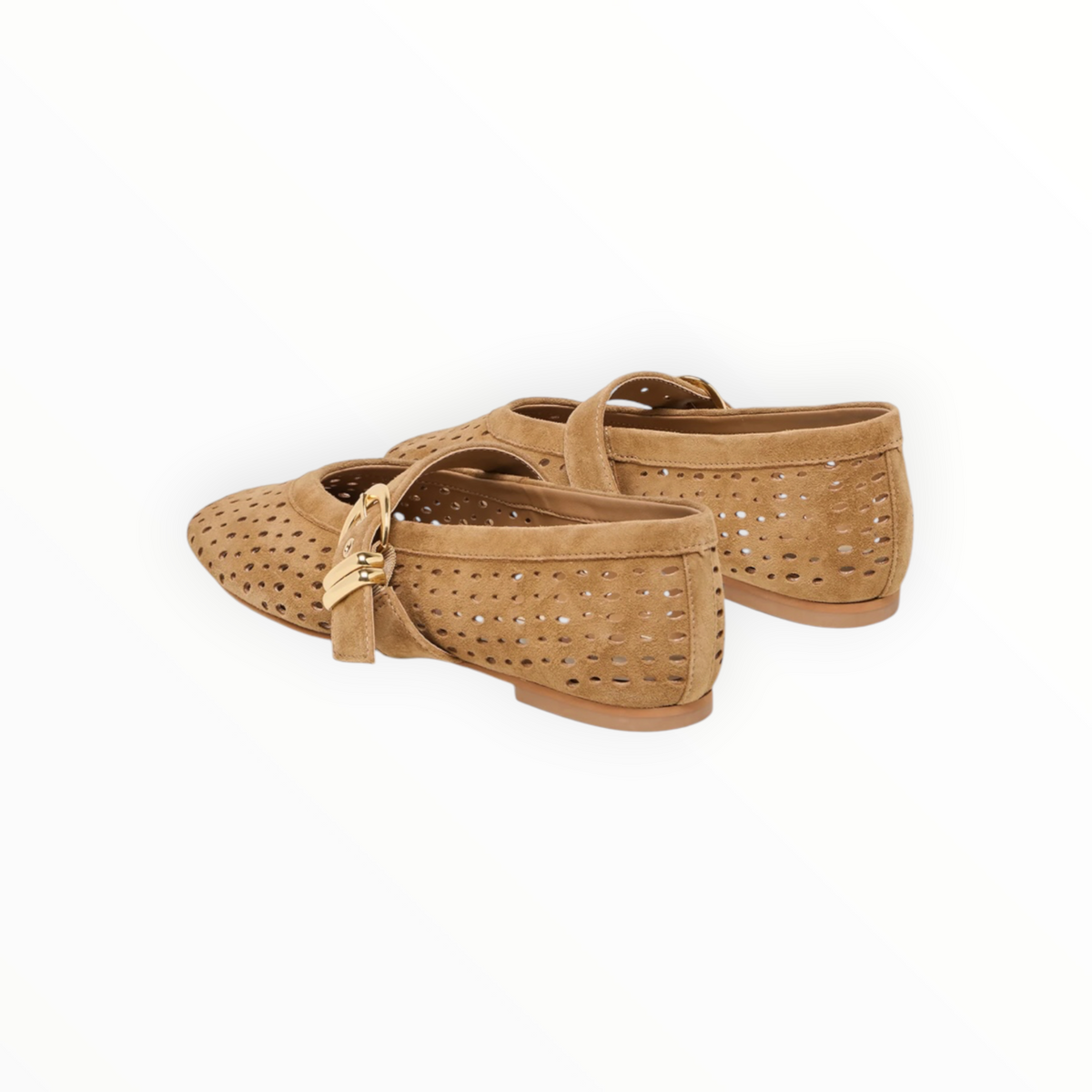 Dolce Vita Mikel Ballet Flats - Light Brown Perforated Suede