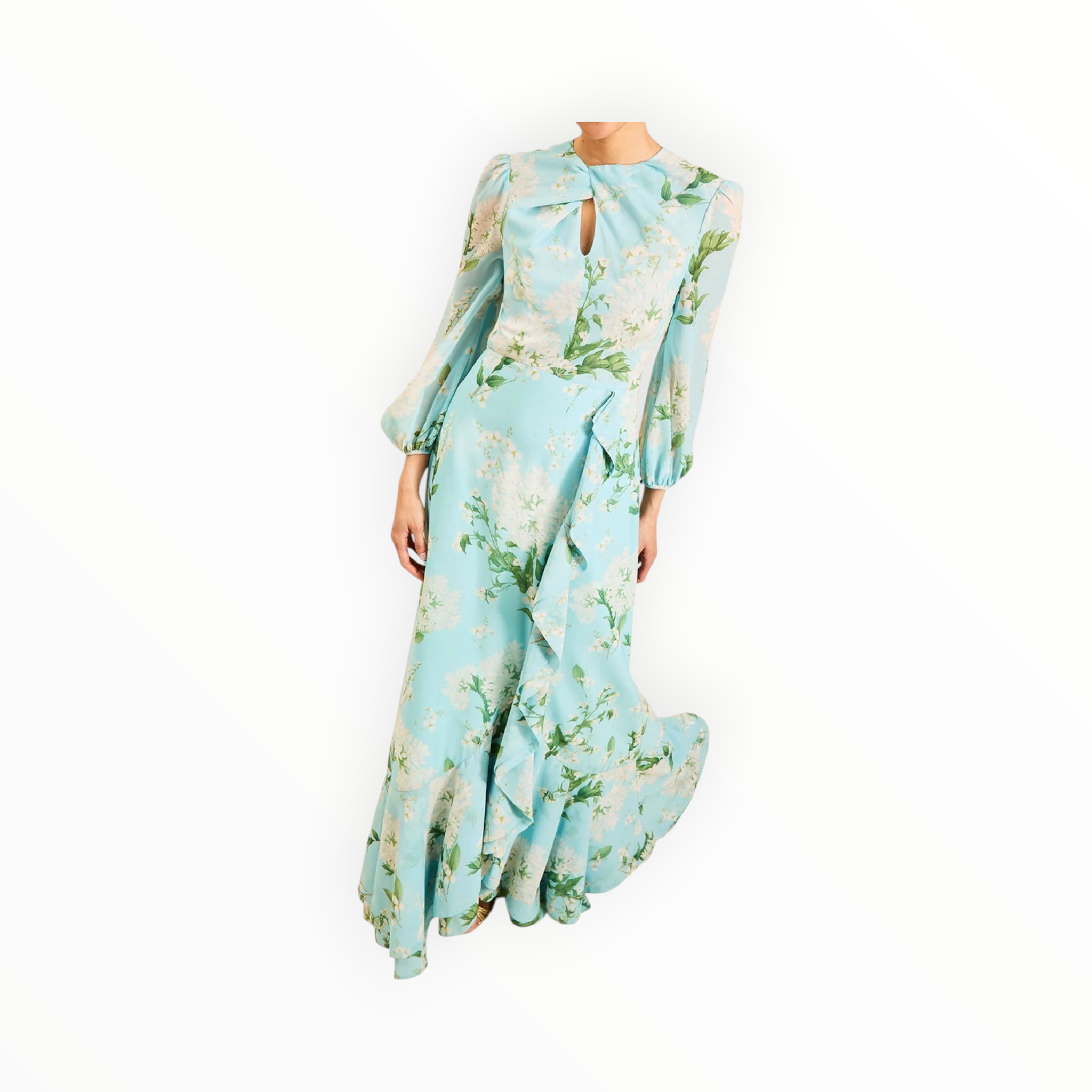 Mestiza Ophelia Chiffon Gown - Blue Botanica