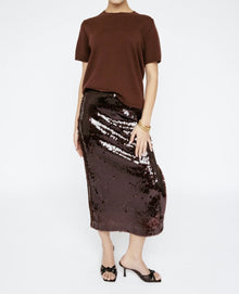 Amanda Marie Sequin Midi Skirt - Mahogany