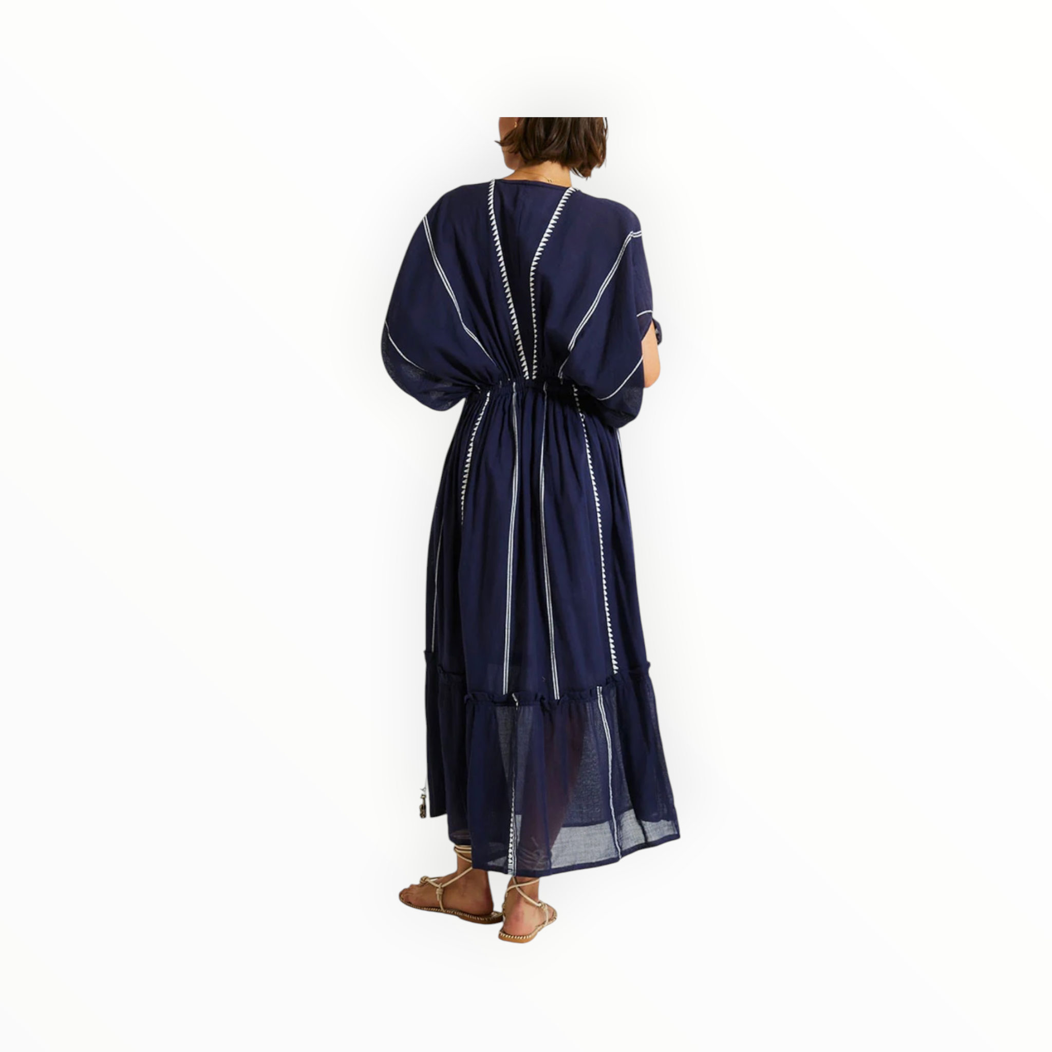 lemlem Laila Plunge Dress - Nunu Navy