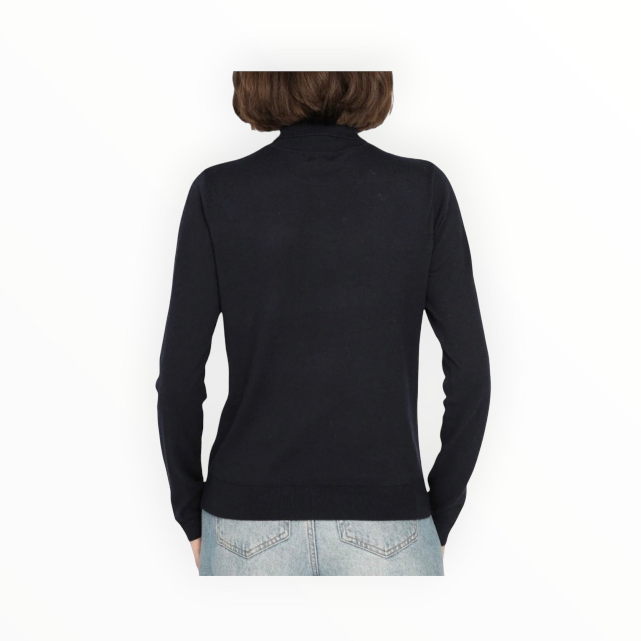 Minnie Rose Supima Cotton Cashmere Long Sleeve Turtleneck - Black
