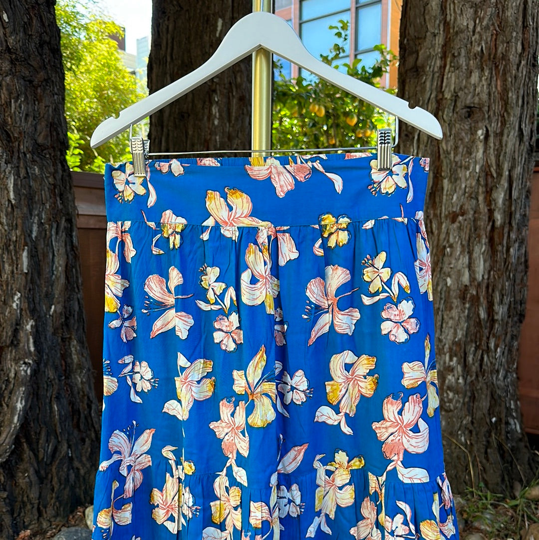 XIX Palms Waimanalo Tier Floral Skirt - Blue