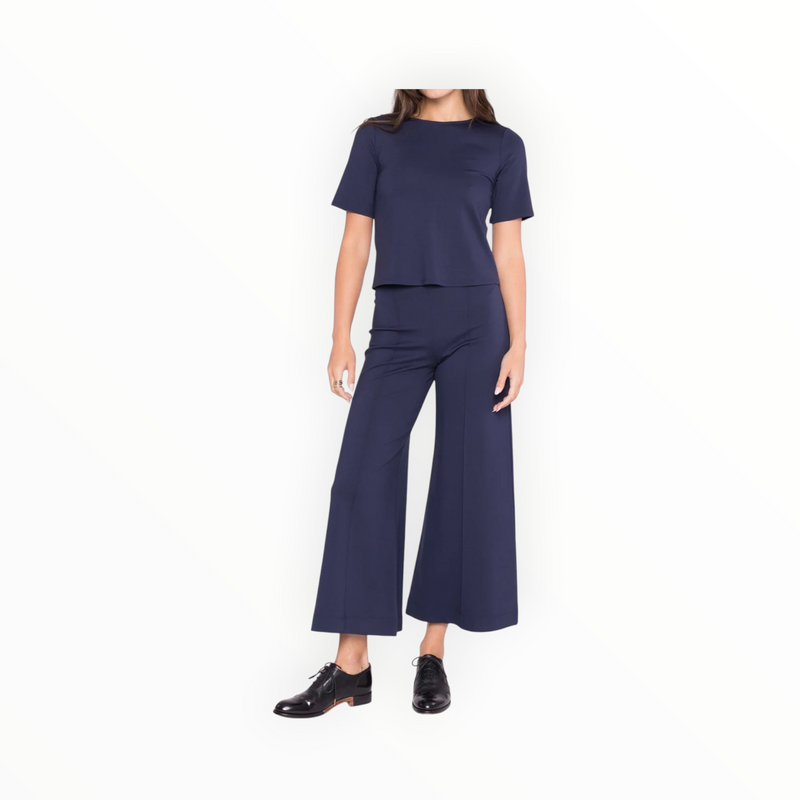 Ripley Rader Ponte Knit Cropped Wide Leg Pant - Navy