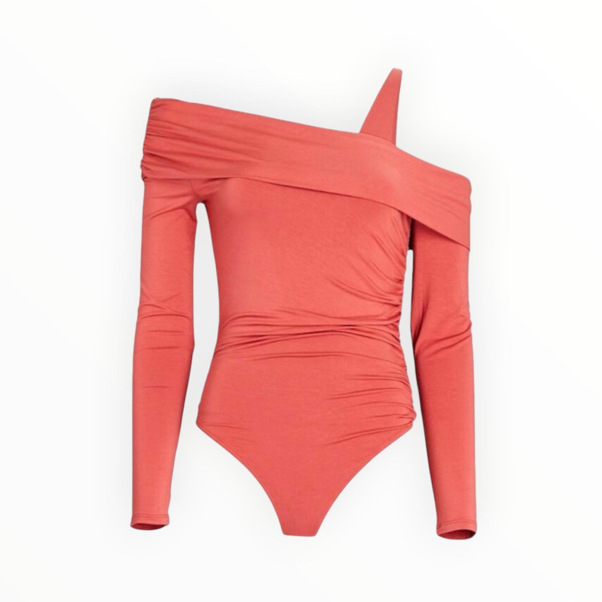 Jonathan Simkhai Gianna One-Shoulder Jersey Bodysuit - Brick