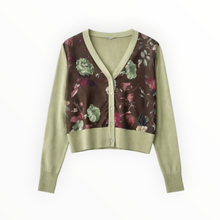 in bed with yOu Brown Floral Silk Front Cardigan