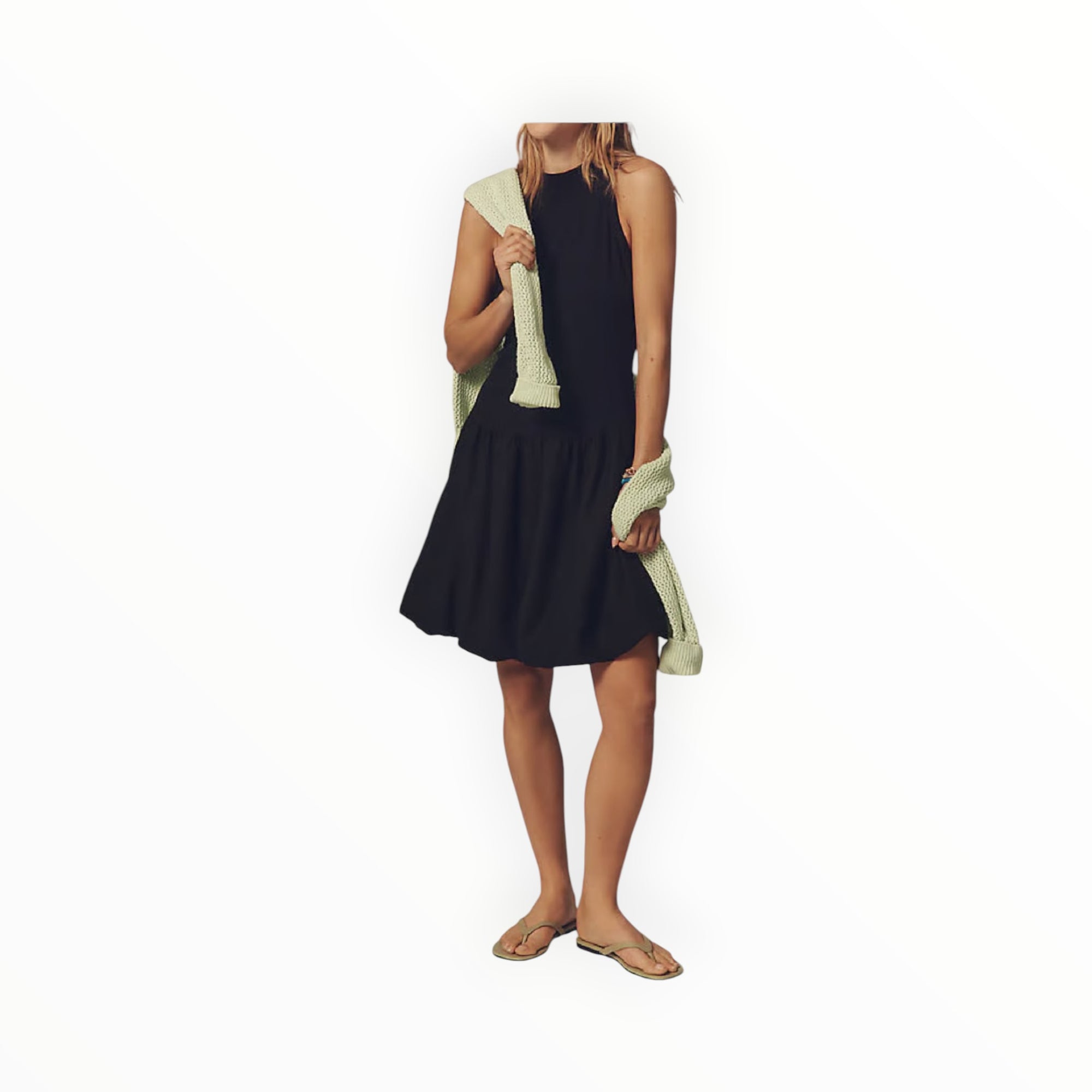Stateside Linen Bubble Hem Dress - New Navy