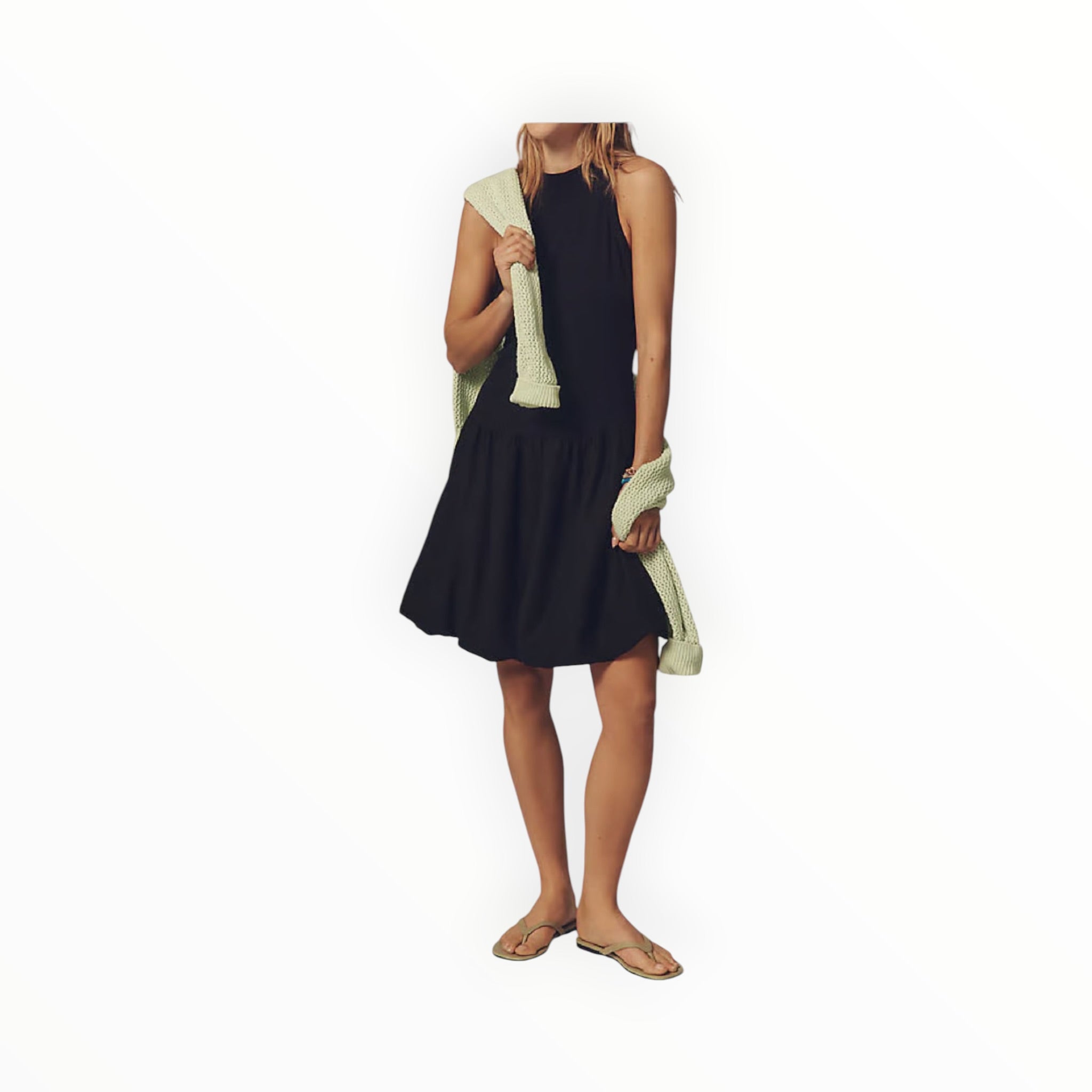 Stateside Linen Bubble Hem Dress - New Navy