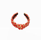 Lele Sadoughi Natural Melon Slim Knotted Dotted Raffia Headband