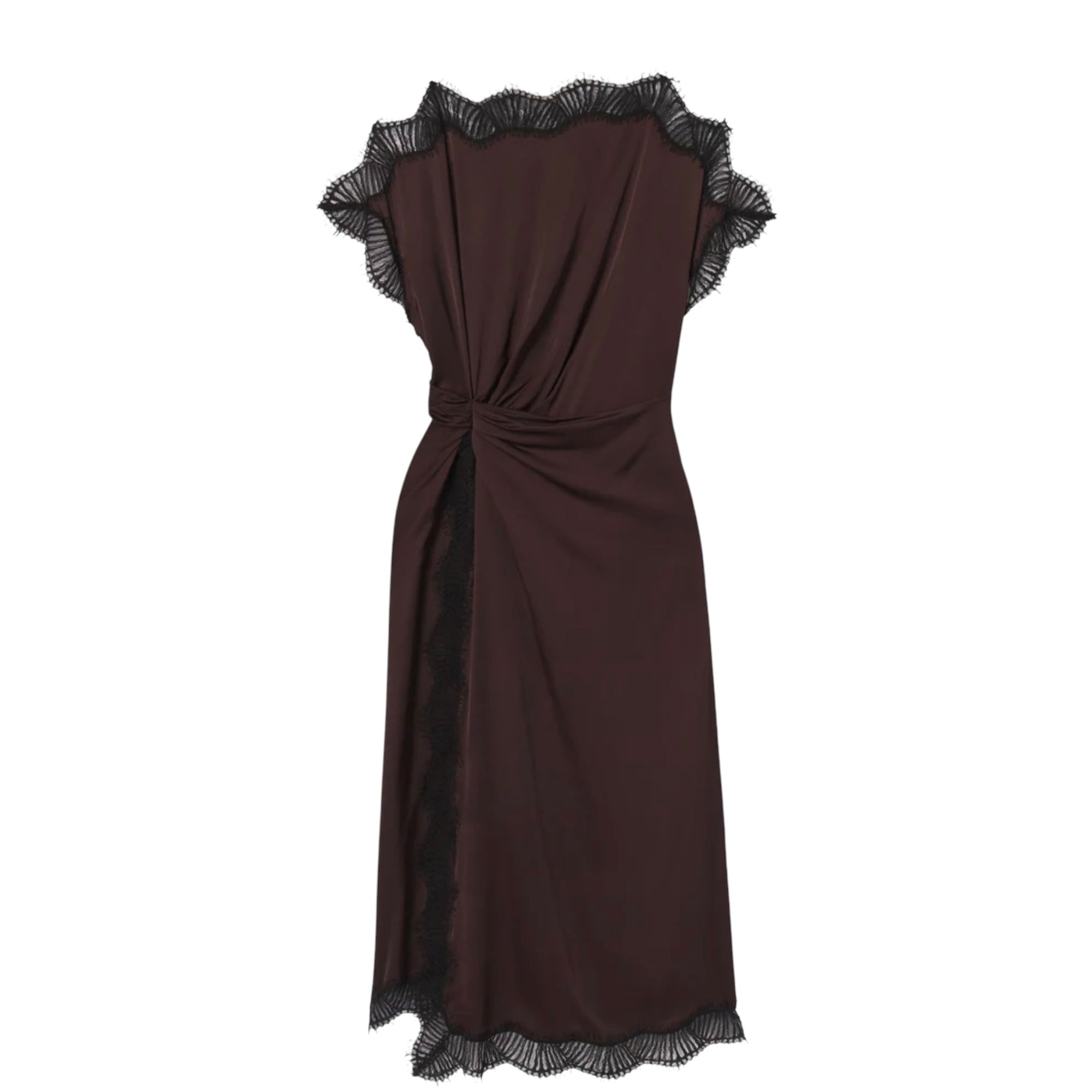 A.L.C. Luna Satin And Lace Midi Dress - Cocoa/Black