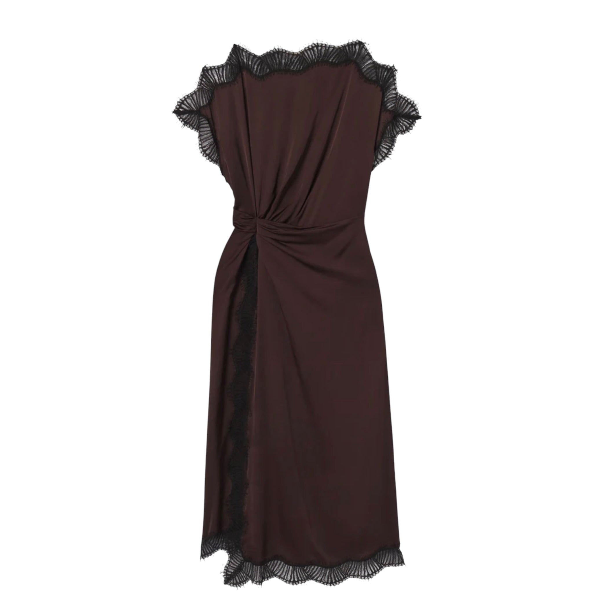 A.L.C. Luna Satin And Lace Midi Dress - Cocoa/Black