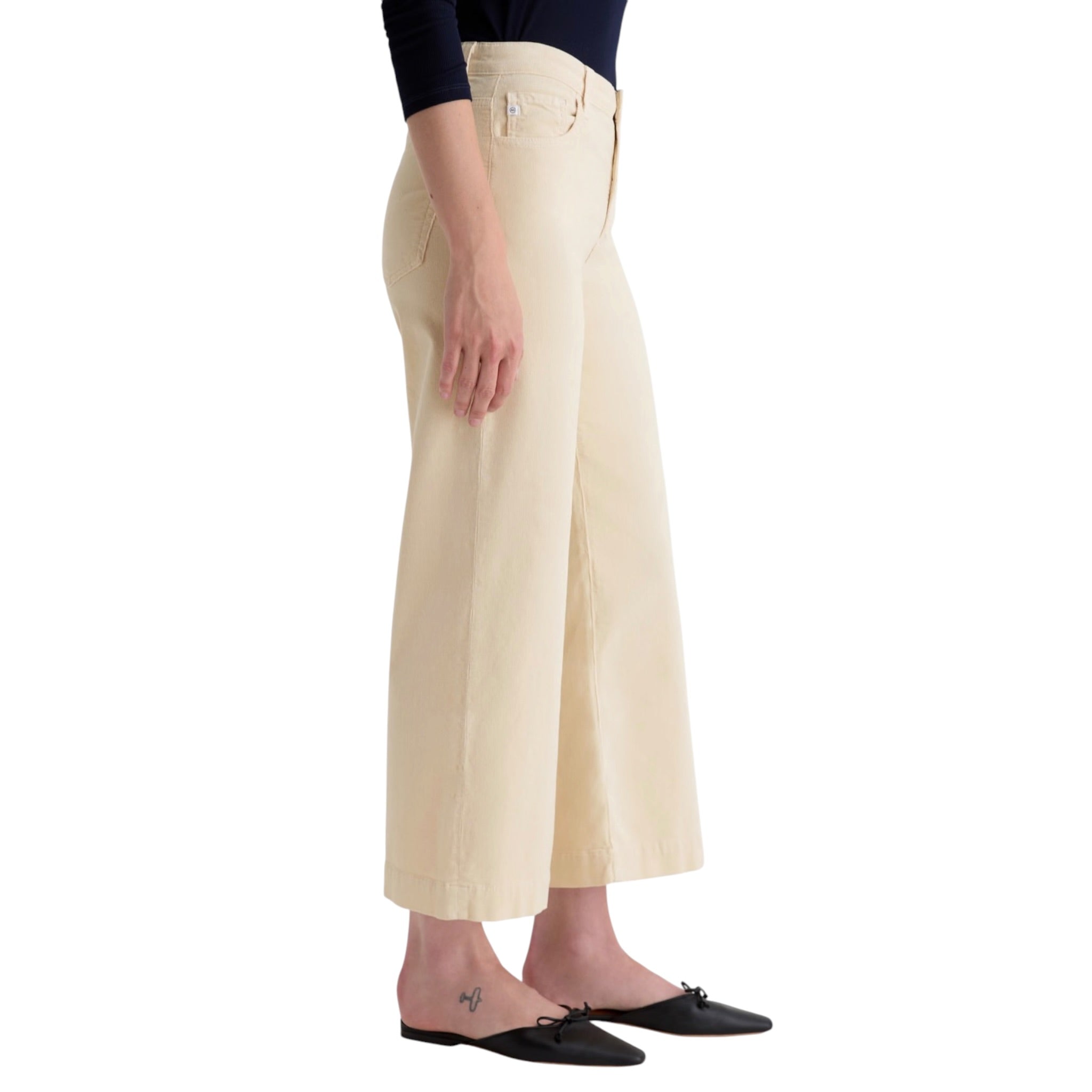 Saige Wide Leg Crop Corduroy Pant - Opal Stone