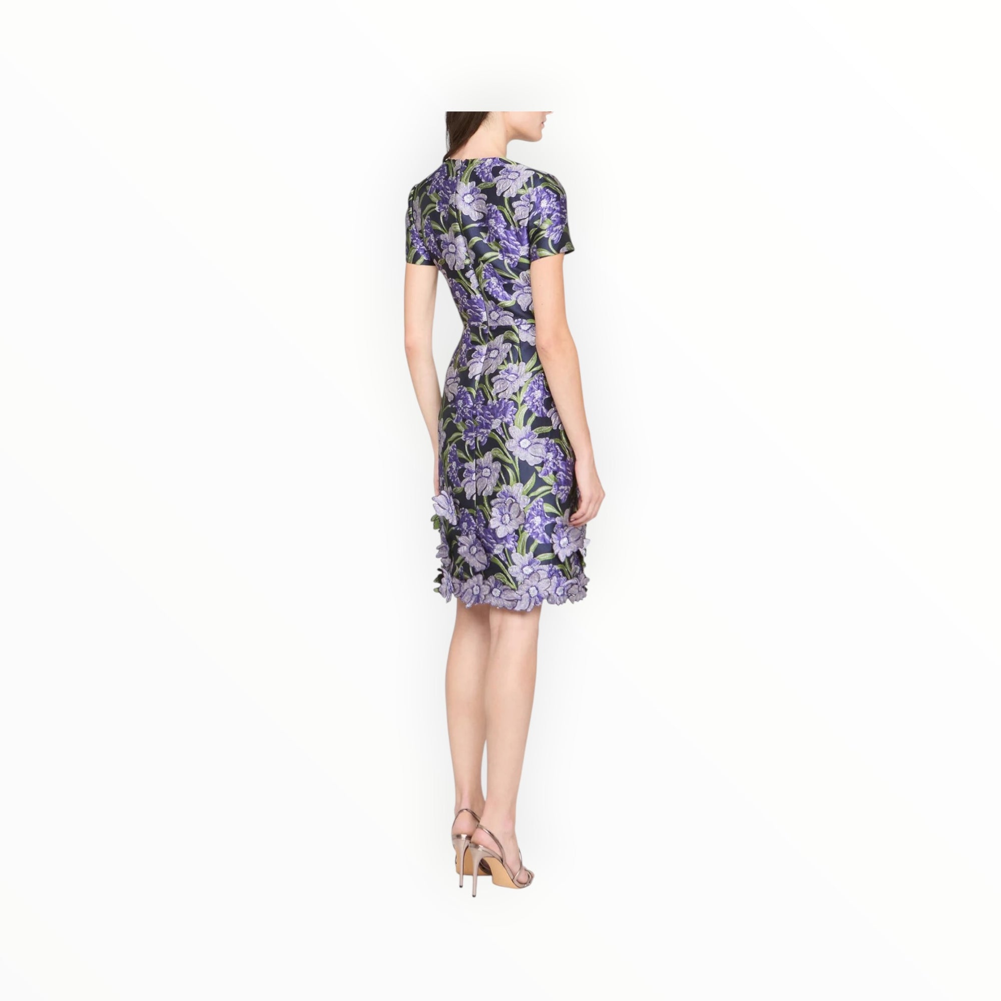 THEIA Serenza Jacquard Dress - Iris Bloom/Navy
