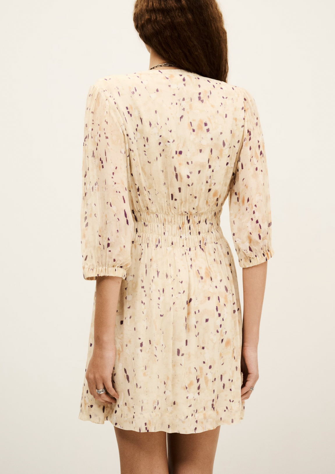 ba&sh Kanissa Short Printed Dress - Beige