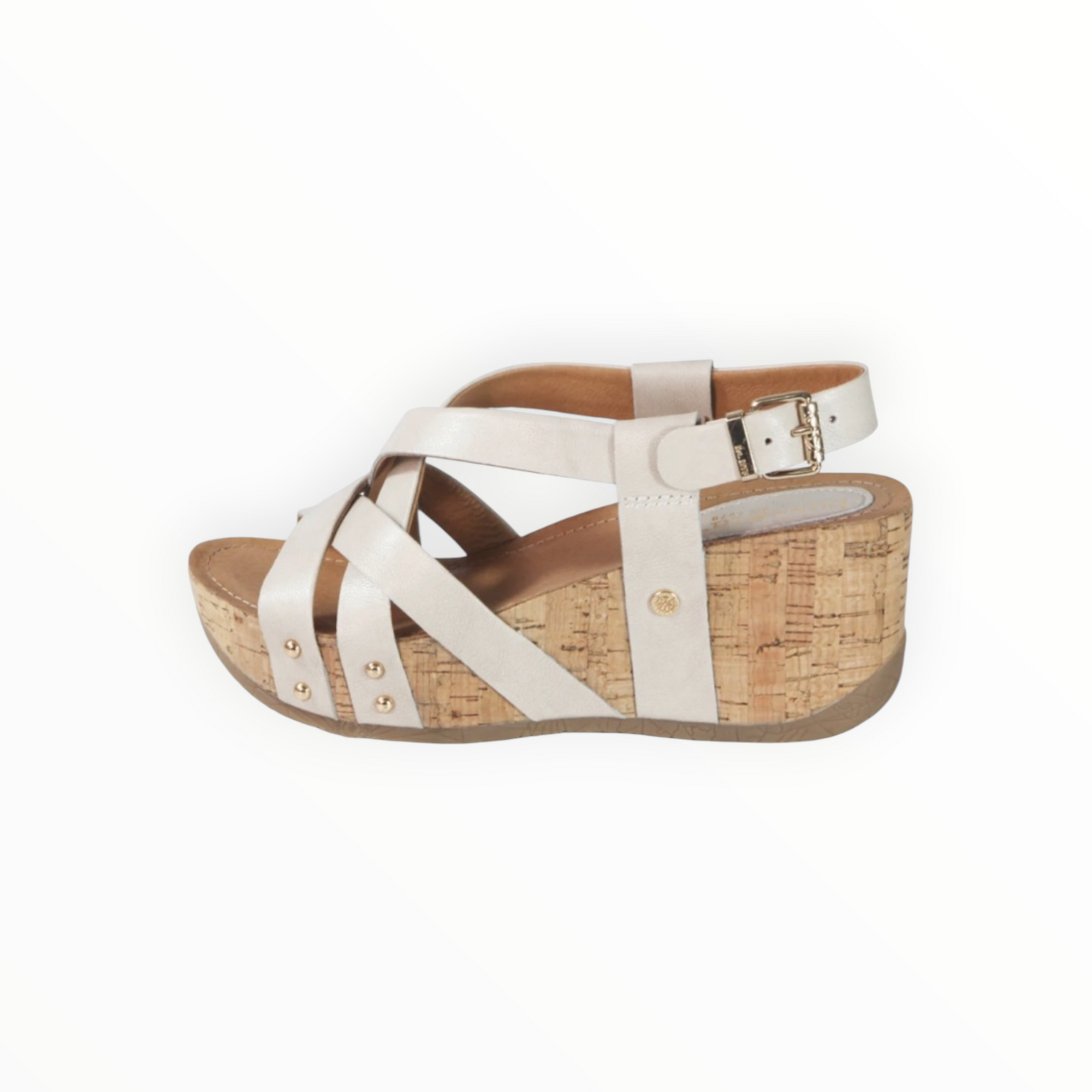 bussola Formentera Cross Straps Wedge Sandals - Ivory