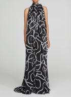 Halston Lyle Chiffon Gown - Black Ribbon