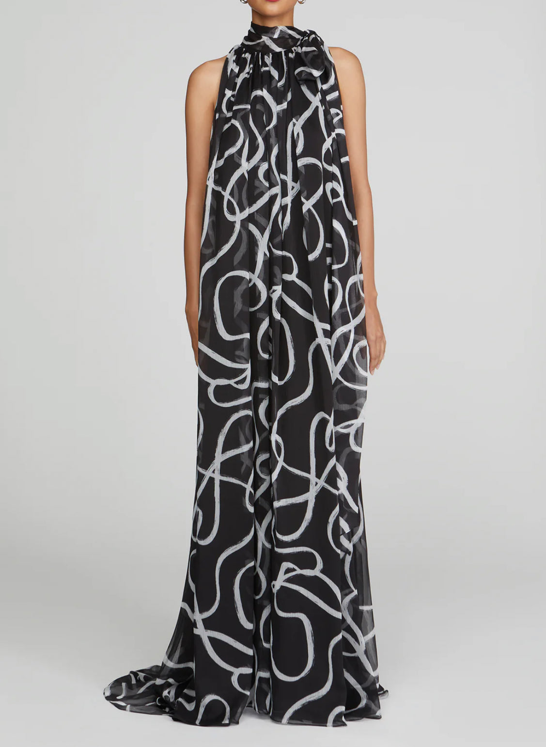 Halston Lyle Chiffon Gown - Black Ribbon