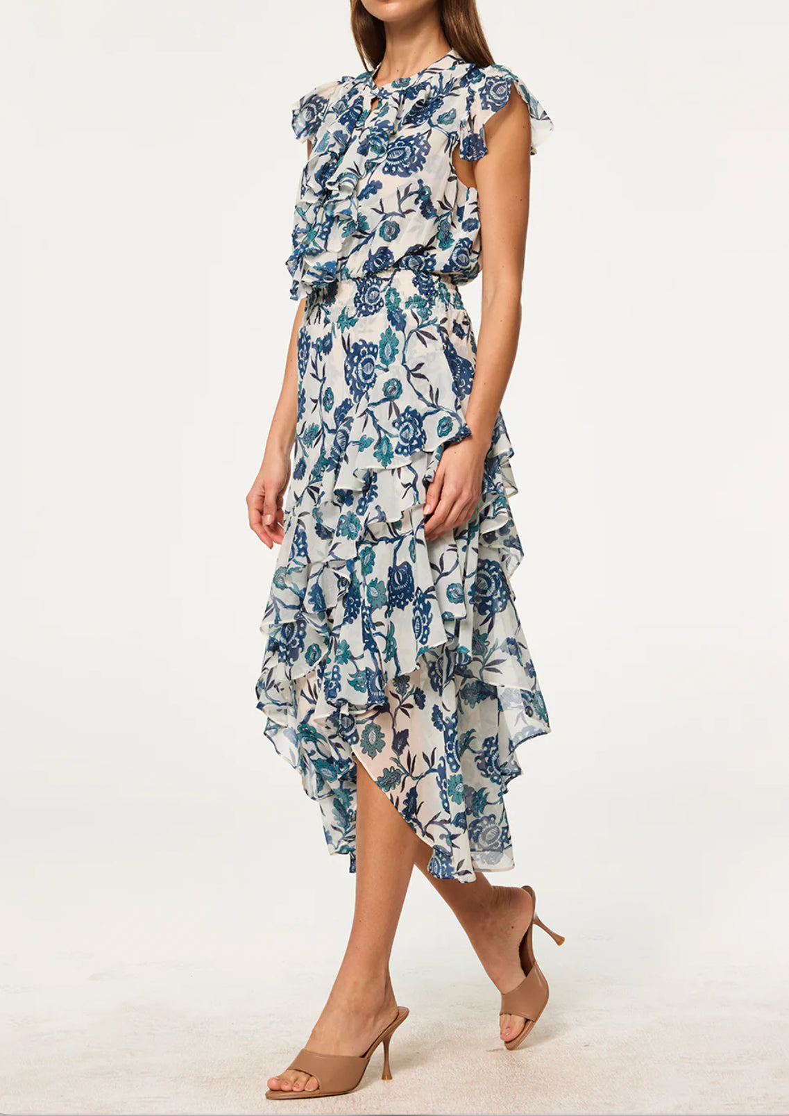 MISA Ilysa Dress - Teal Indigo Blooms