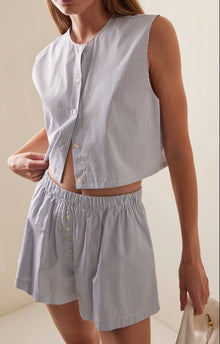 LESET Yoshi Cotton Vest - Seaside Stripe