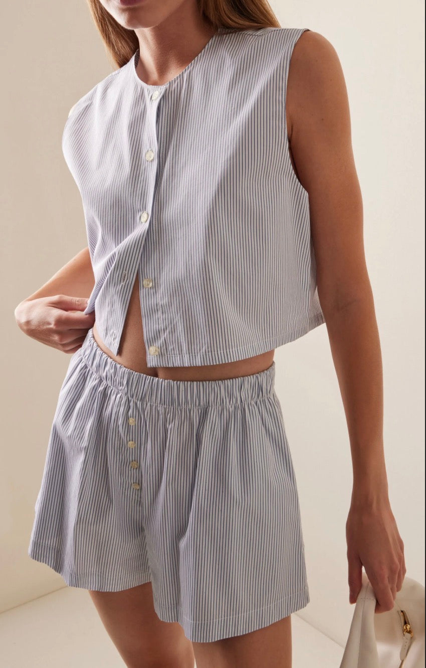 LESET Yoshi Cotton Vest - Seaside Stripe