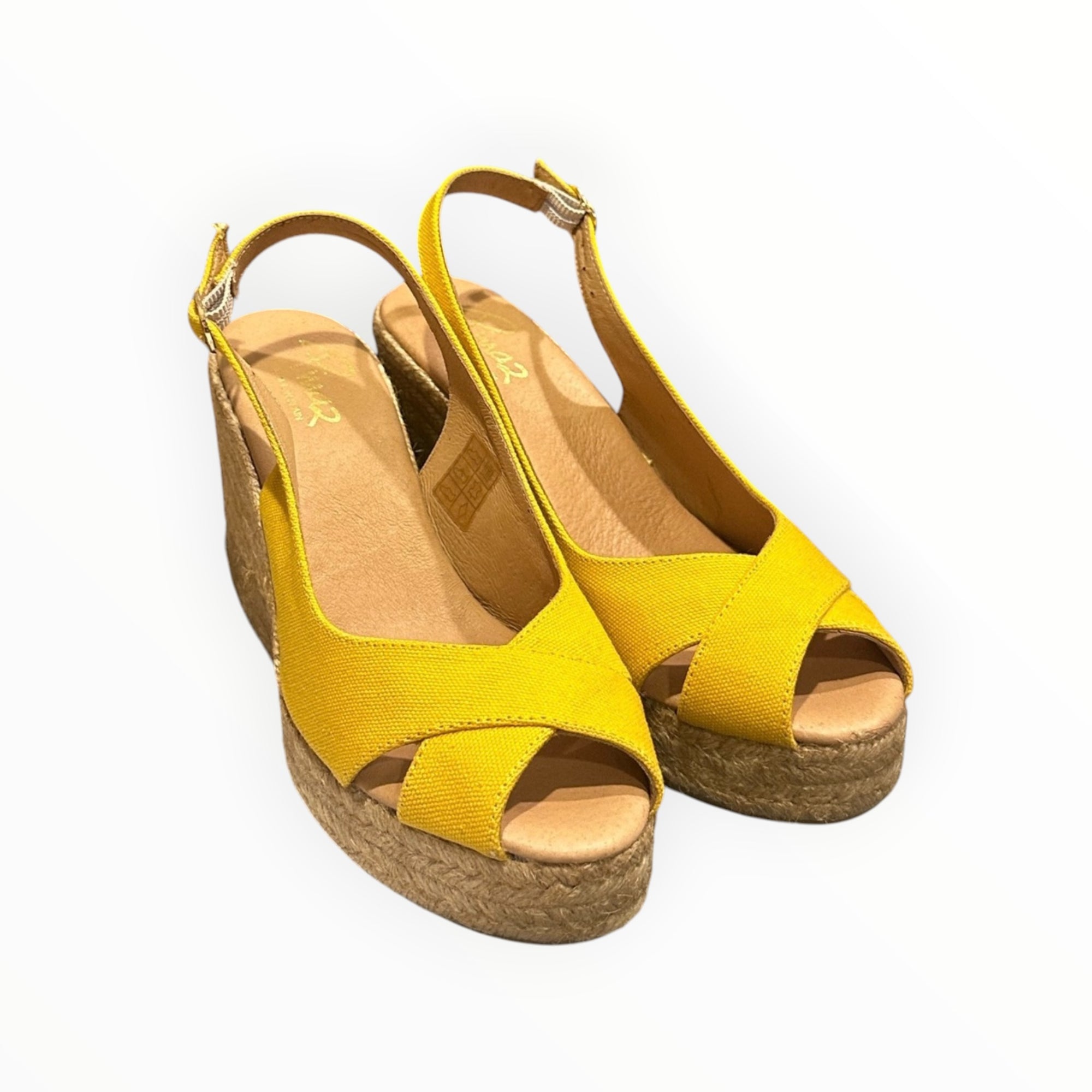 Pinaz Sling Back Criss Cross Espadrilles - Yellow