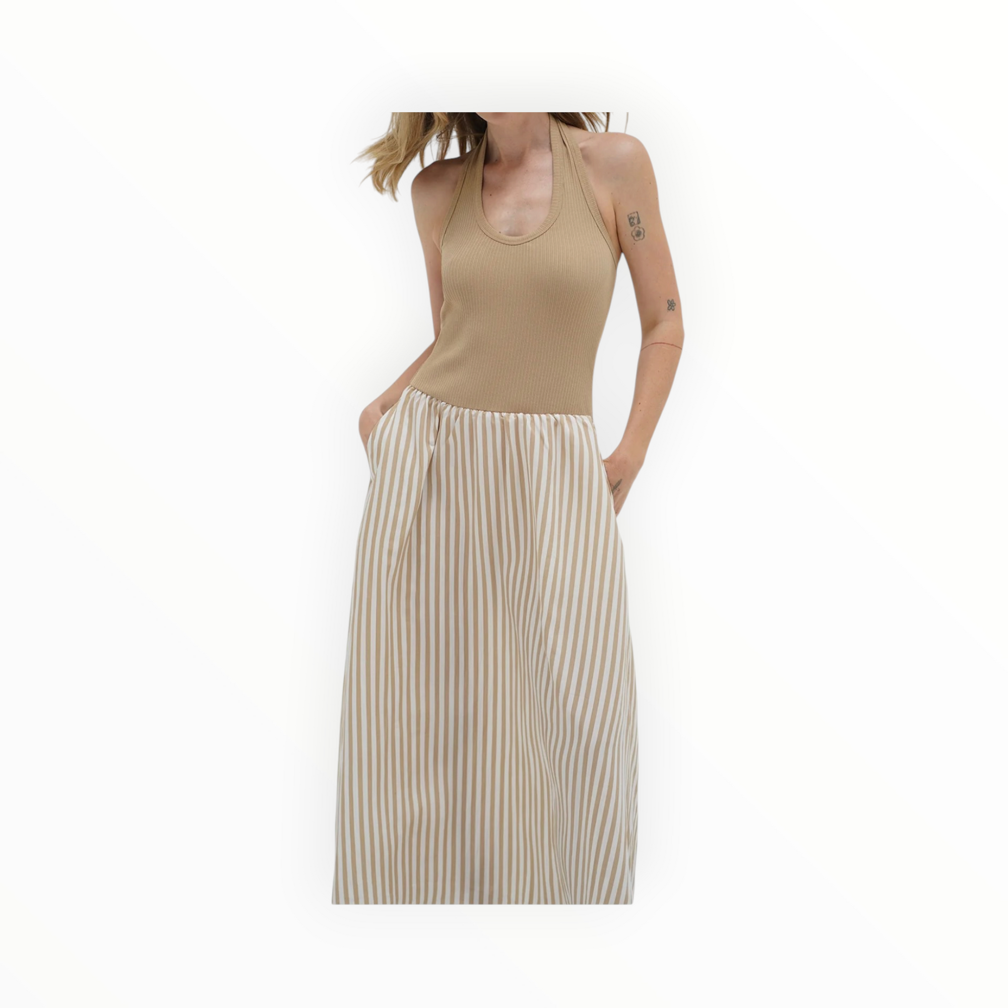 LNA Hart Halter Dress - Sandbar Stripe