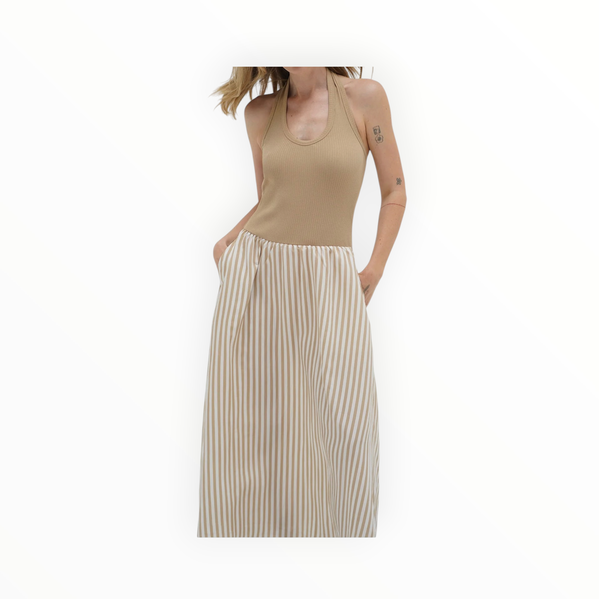 LNA Hart Halter Dress - Sandbar Stripe