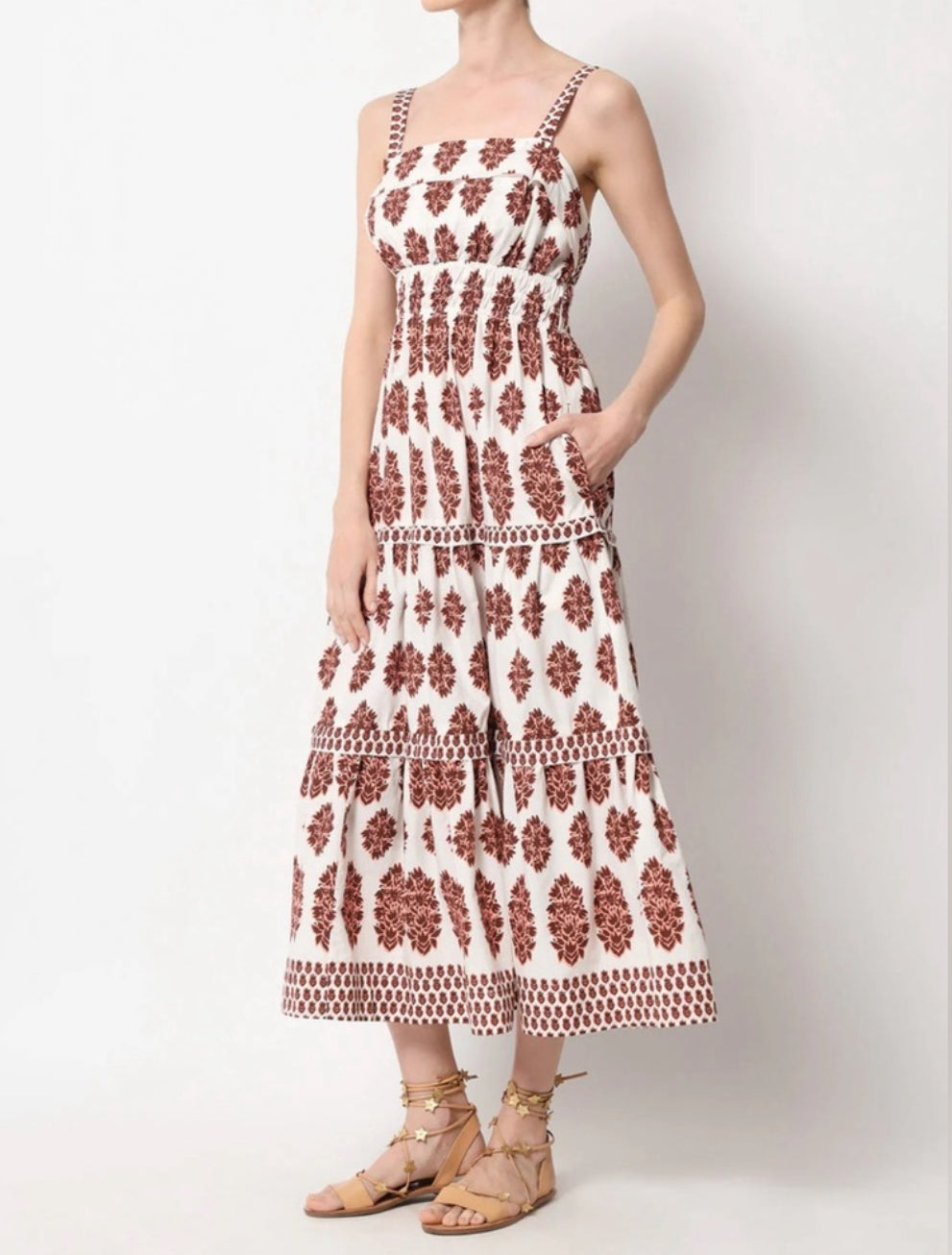Omika Monroe Midi Dress - Adia Peach