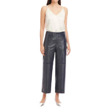 Fifteen Twenty Faux Patent Leather Cropped Pants - Navy