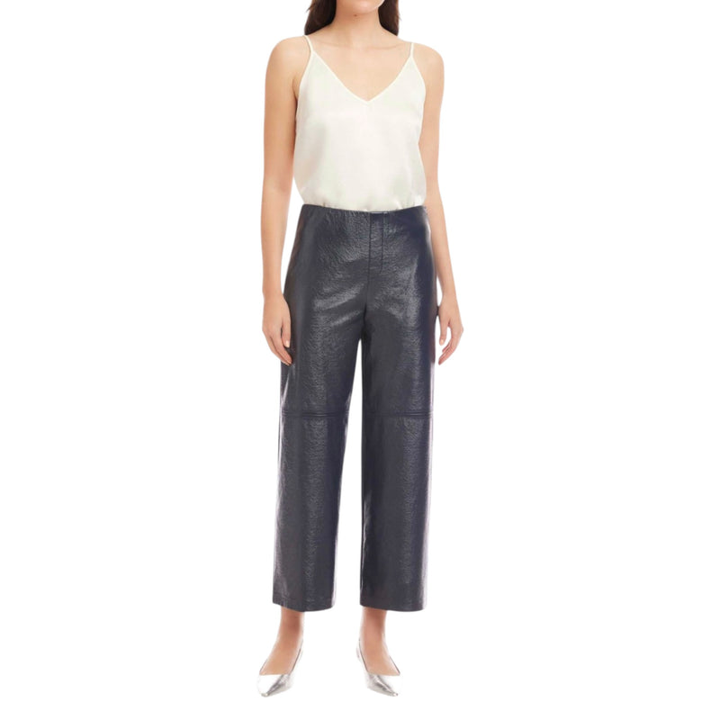 Fifteen Twenty Faux Patent Leather Cropped Pants - Navy