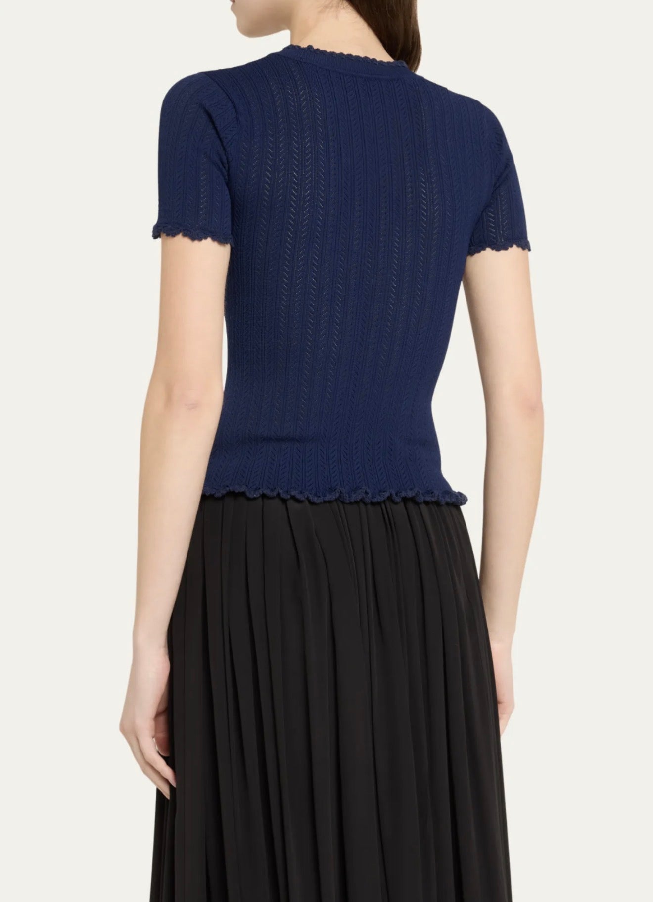 Sea New York Abbie Short Sleeve Knit Sweater - Navy