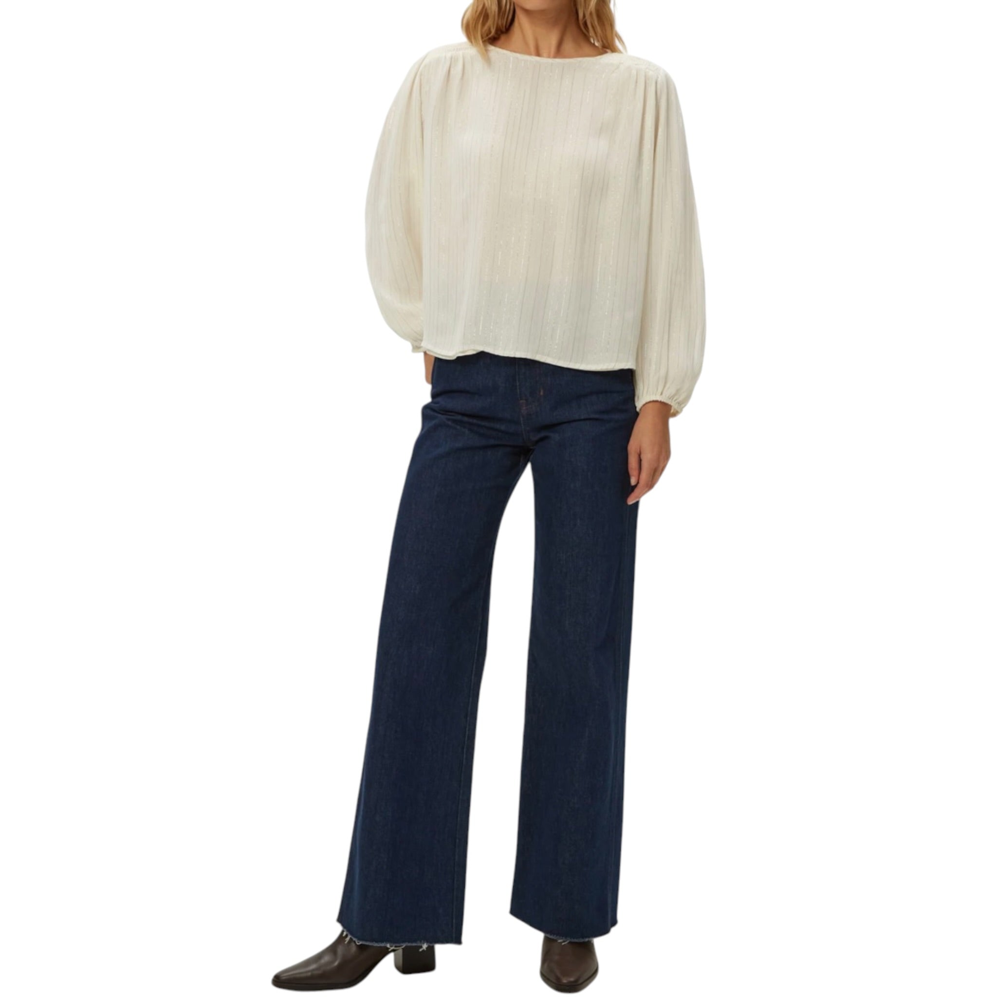 Michael Stars Dolly Metallic Stripe Top - Ivory Combo