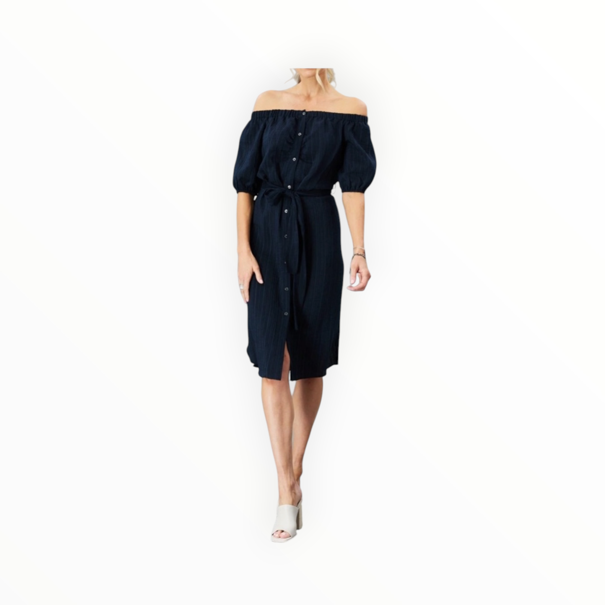 Lola & Sophie Shadow Stripe Midi Dress - Night Watch