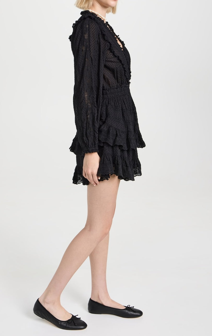 LoveShackFancy Milena Dress - Black