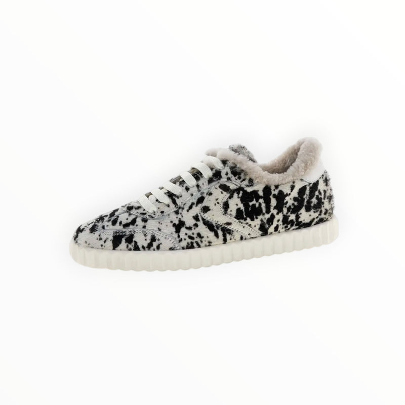 Voile Blanche Ines Genuine Calf Hair Sneaker - Black/White