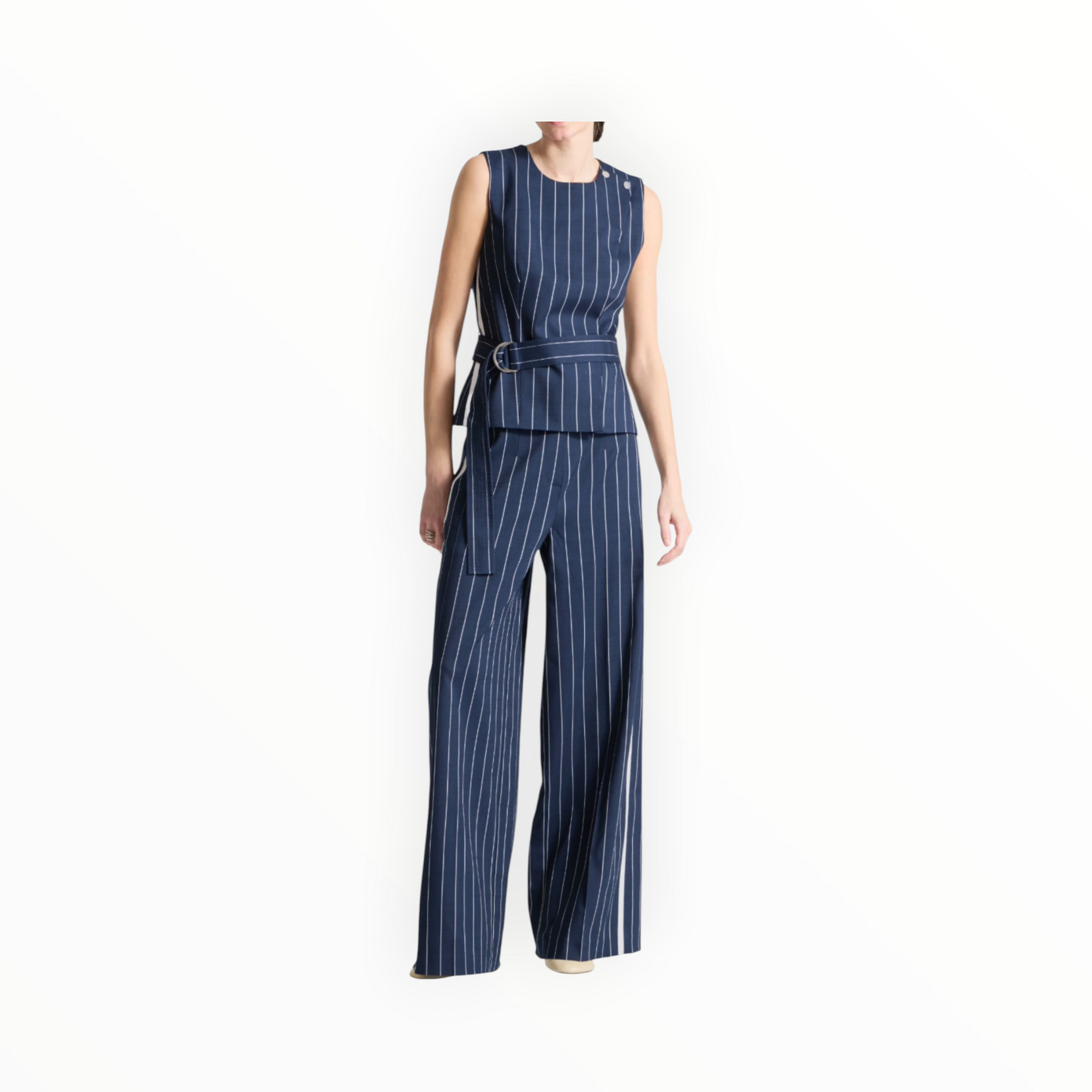 saint art Harris Suiting Blouse - Navy Stripe